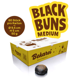 Black Burger Buns M - 60er BIGBOX - Bekarei
