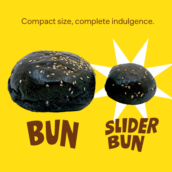 A comparison image of the Black Slider Bun and Black Bun